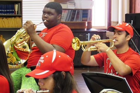 Wyandotte High School Concert Band students practiced last Wednesday for the Future Stages Festival June 26 at the Kauffman Center for the Performing Arts.   (Staff photo by Mary Rupert)