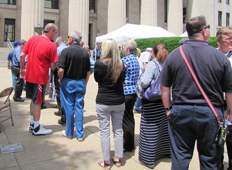 A barbecue today after the memorial ceremony was a fundraiser for the family of Detective Brad Lancaster, who died in the line of duty May 9. (Staff photo)