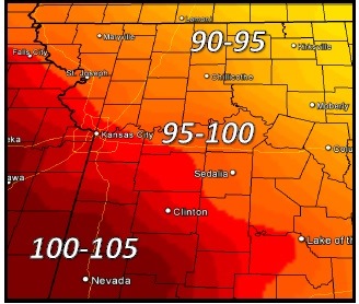 Friday maximum heat index (National Weather Service graphic)