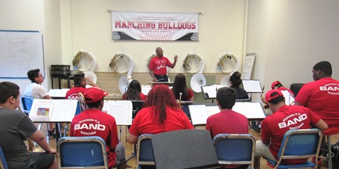 Wyandotte High School Concert Band students practiced last Wednesday for the Future Stages Festival June 26 at the Kauffman Center for the Performing Arts. Wyandotte is the only school in the Kansas City, Kan., Public Schools district to be selected for this festival. (Staff photo by Mary Rupert)