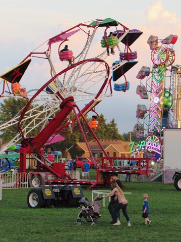 Carnival rides were part of the Wyandotte County Fair on Wednesday night. (Staff photo by Mary Rupert)