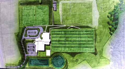 An architect's drawing of the site for the new U.S. Soccer Training Center in Kansas City, Kan.