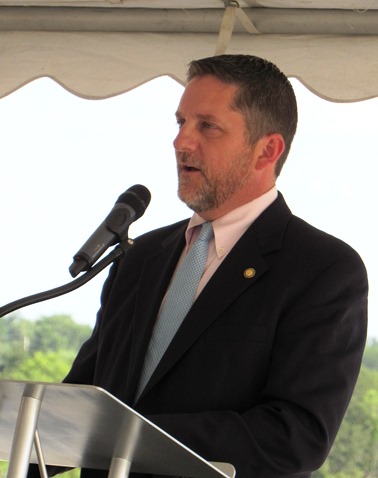 “It’s all about the partnerships,” Mayor Mark Holland said at the groundbreaking for the U.S. Soccer Training Center today in Kansas City, Kan. (Staff photo by Mary Rupert)