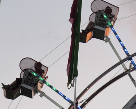 Carnival rides were part of the Wyandotte County Fair on Wednesday night. (Staff photo by Mary Rupert) 