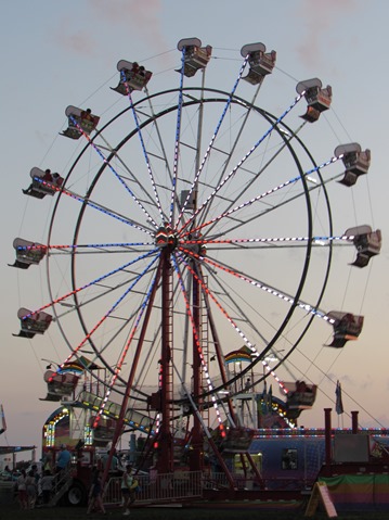 Carnival rides were part of the Wyandotte County Fair on Wednesday night. (Staff photo by Mary Rupert) 