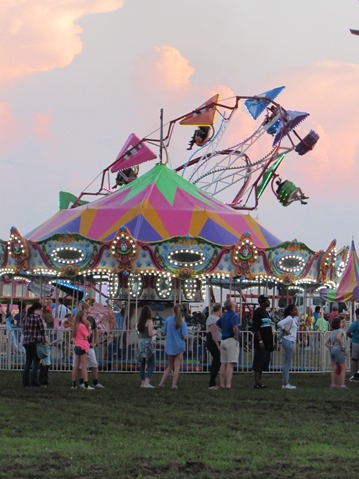 Carnival rides were part of the Wyandotte County Fair on Wednesday night. (Staff photo by Mary Rupert) 