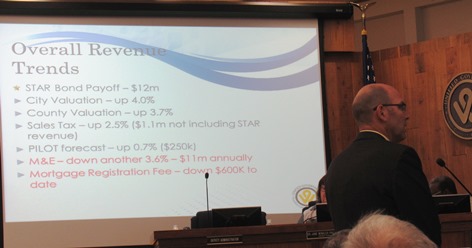 UG Administrator Doug Bach presented the 2017 Unified Government budget tonight to the UG Commission. (Staff photo)