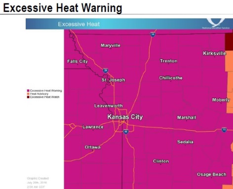 Excessive heat warning (National Weather Service)