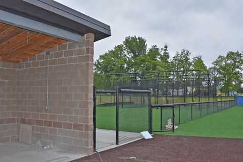 Three batting cages adjacent to the home dugout will provide additional practice area at KCKCC’s new all-weather softball complex, the first all-weather facility in the Jayhawk Conference. (KCKCC photo by Alan Hoskins)