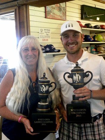 While Pat Seber-Bradley was winning her record ninth WyCo Women’s Open Golf  championship trophy, Piper grad Parker Miller won his first with a record-tying 140.  (Photo by Alan Hoskins)