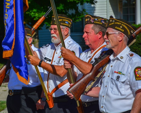 The VFW Post 6401 Color Guard prepared to lead the Tiblow Days Parade on Aug. 27. (Photo by Brian Turrel)