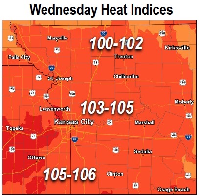 Wednesday heat index (National Weather Service graphic)