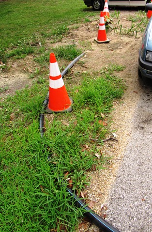 The board across North 50th Terrace was put in temporarily after a water main break.