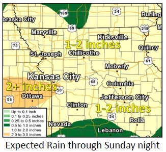 Expected rain through Sunday night. (National Weather Service graphic)