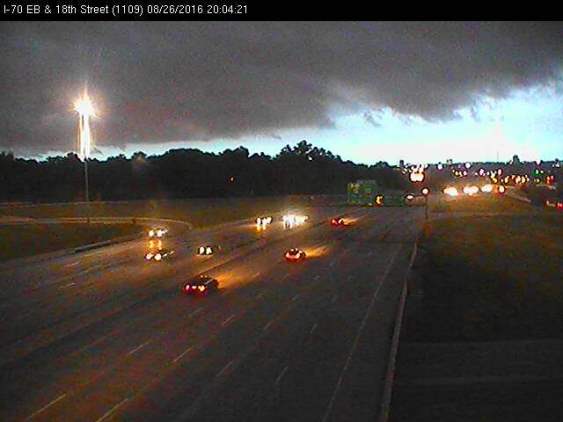 I-70 east at 18th Street about 8:03 p.m. Aug. 26. (KC Scout photo)