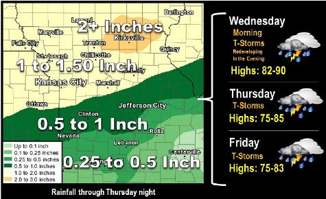 Rainfall through Thursday night. (National Weather Service graphic)