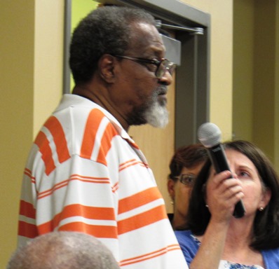 Richard Mabion at the forum discussed a lack of employment, as well as a "demonic spirit." (Staff photo by Mary Rupert)