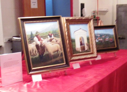 Artwork by Marge Kostelac Lyons is in the silent auction at the Slovenefest. (Staff photo)