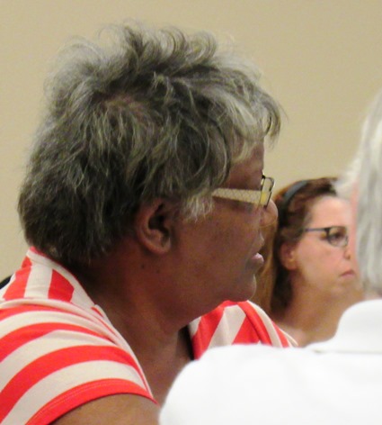 An audience member asked a question at the KanCare expansion forum Thursday night. (Staff photo by Mary Rupert)