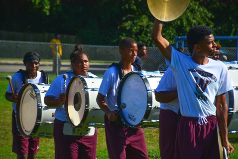 Members of the Washington High School Marching Band participated in a Battle of the Bands with Wyandotte High School following the Leavenworth Road Parade. (Photo by Brian Turrel)