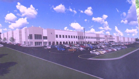 The new Amazon distribution facility in Kansas City, Kan., in an architect's rendering.