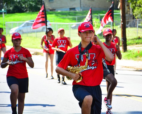 Members of the Wyandotte High School Marching Band marched in the Leavenworth Road Parade on Sept. 18. (Photo by Brian Turrel)