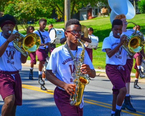 Members of the Washington High School Marching Band marched in the Leavenworth Road Parade on Sept. 18. (Photo by Brian Turrel)