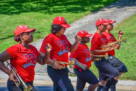 Members of the Wyandotte High School Marching Band marched in the Leavenworth Road Parade on Sept. 18. (Photo by Brian Turrel)