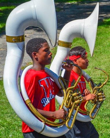 Members of the Wyandotte High School Marching Band marched in the Leavenworth Road Parade on Sept. 18. (Photo by Brian Turrel)