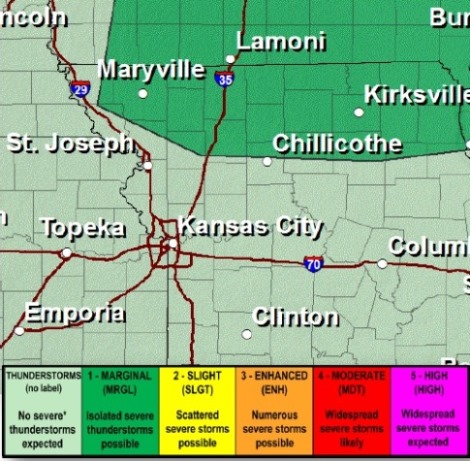 Severe weather outlook today and tonight. (National Weather Service graphic)