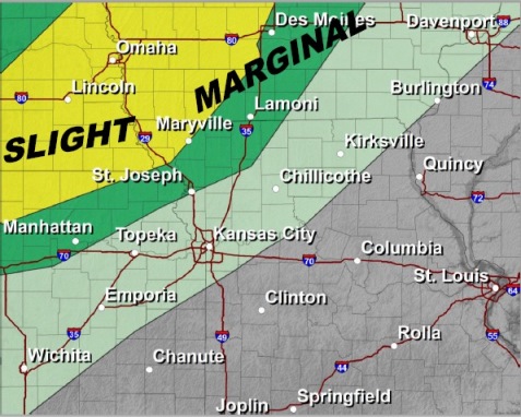 Severe weather outlook tonight (National Weather Service graphic)