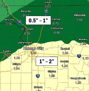 Rainfall forecast Friday afternoon and night. Flash flooding could become an issue if rain amounts are higher. (National Weather Service graphic)