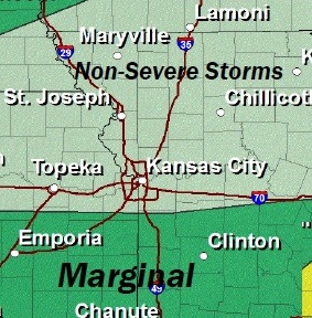 Severe weather outlook this afternoon and evening. (National Weather Service graphic)