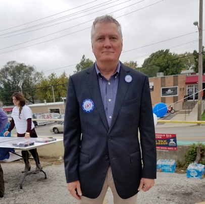 Jay Sidie,  Democratic candidate for the U.S. House of Representatives, 3rd District, attended a voter registration event on Saturday in Kansas City, Kan. (Photo by William Crum)