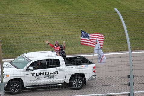 Jennifer Jo Cobb, a driver from Kansas City, Kan., before the start of the race. (Fan photo)