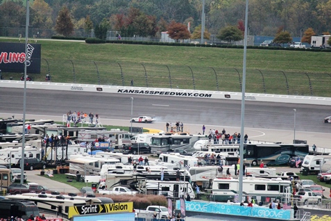 Racing action from the NASCAR XFINITY Series Kansas Lottery 300 race Saturday at the Kansas Speedway in Kansas City, Kan. (Fan photo)