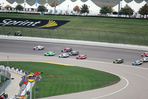 Racing action from the NASCAR XFINITY Series Kansas Lottery 300 race Saturday at the Kansas Speedway in Kansas City, Kan. (Fan photo)