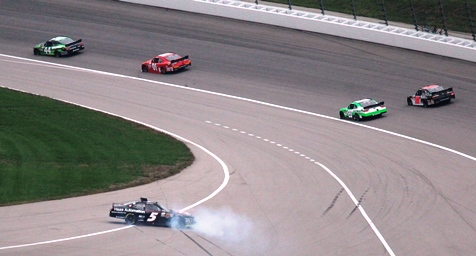 Racing action from the NASCAR XFINITY Series Kansas Lottery 300 race Saturday at the Kansas Speedway in Kansas City, Kan. (Fan photo)