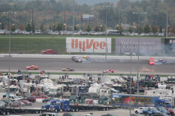 Racing action from the NASCAR XFINITY Series Kansas Lottery 300 race Saturday at the Kansas Speedway in Kansas City, Kan. (Fan photo)