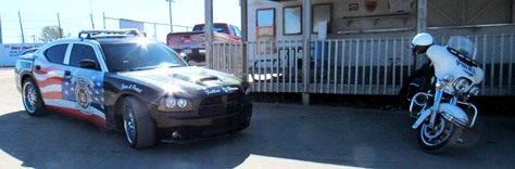 Police vehicles also were on display today at the event for the Reola Grant Center, held at Lakeside Speedway. (Staff photo)