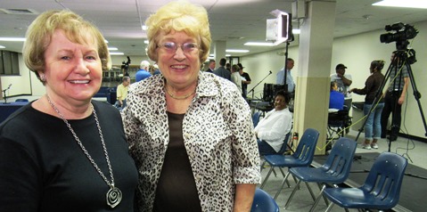 Former Rep. Margaret Long, left, and state Board of Education member Janet Waugh attended the candidate forum on Monday night at Kansas City Kansas Community College. Shirley Ikerd is on the right in the photo. (Staff photo(