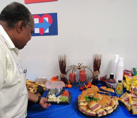 Refreshments were served at the watch party tonight in Kansas City, Kan. (Staff photo)