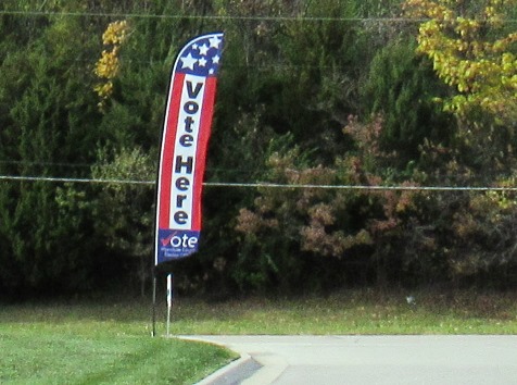 A sign marks the place  on 47th Street where voters can turn to find the advance voting site in the Indian Springs area. 