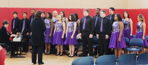 The Piper High School Music in Motion group performed the national anthem and other music at the Wyandotte County Veterans Day Commemoration Saturday, Nov. 5, at the Salvation Army Harbor Light Village, 6723 State Ave., Kansas City, Kan. (Photo by Steve Rupert)