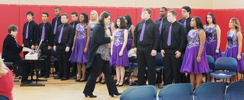 The Piper High School Music in Motion group performed the national anthem and other music at the Wyandotte County Veterans Day Commemoration Saturday, Nov. 5, at the Salvation Army Harbor Light Village, 6723 State Ave., Kansas City, Kan. (Photo by Steve Rupert)