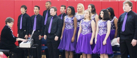 The Piper High School Music in Motion group performed the national anthem and other music at the Wyandotte County Veterans Day Commemoration Saturday, Nov. 5, at the Salvation Army Harbor Light Village, 6723 State Ave., Kansas City, Kan. (Photo by Steve Rupert)