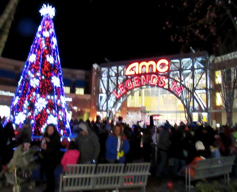 Many people took photos of themselves at tonight's holiday tree lighting ceremony at the Legends Outlets in Kansas City, Kan. (Staff photo by Mary Rupert)