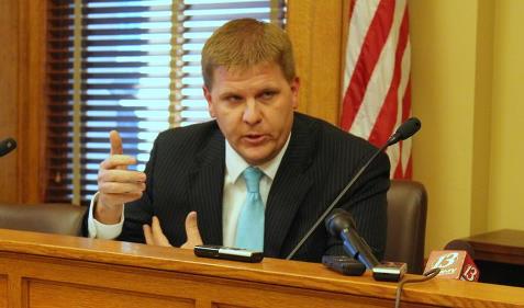 State Budget Director Shawn Sullivan said Gov. Sam Brownback will work with the Legislature — rather than announce immediate spending cuts — to close a $350 million budget gap in the current fiscal year.  (Photo by Stephen Koranda, Kansas Public Radio) 