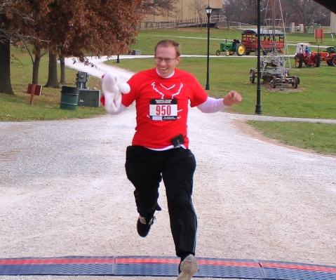 It’s not always about how you start. Sometimes it’s about how you finish. Runners at the Santa Express 5K and Reindeer Route at the National Agricultural Center and Hall of Fame, Bonner Springs, finished their 5K and 1-mile routes Saturday with style. (Photo by Steve Rupert)