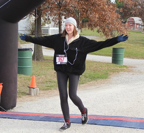 It’s not always about how you start. Sometimes it’s about how you finish. Runners at the Santa Express 5K and Reindeer Route at the National Agricultural Center and Hall of Fame, Bonner Springs, finished their 5K and 1-mile routes Saturday with style. (Photo by Steve Rupert)